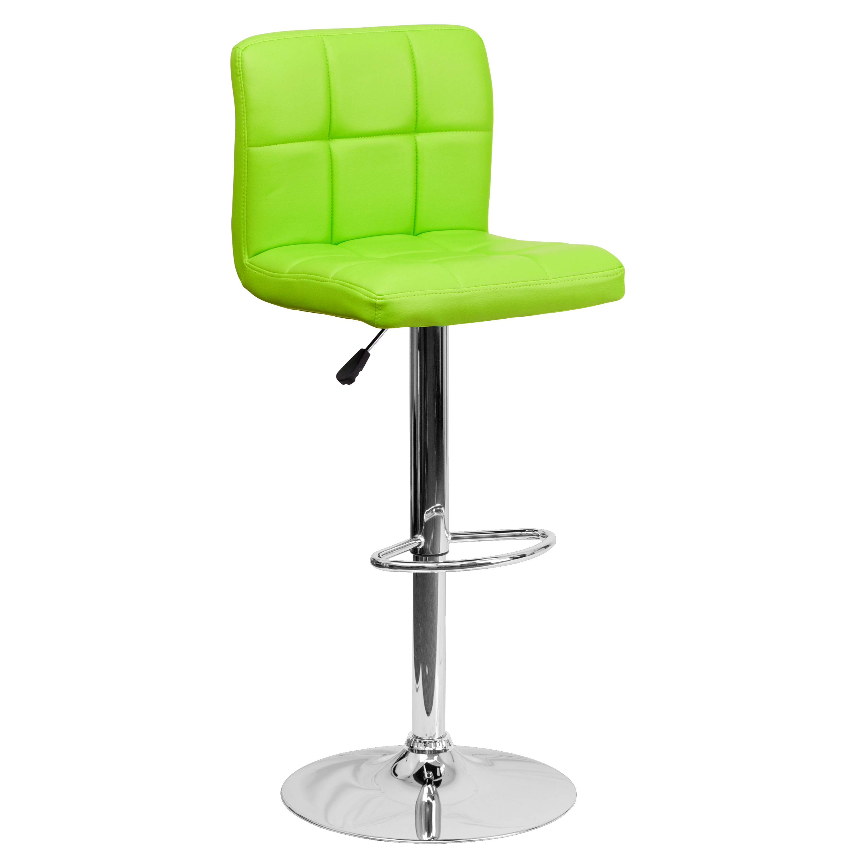 Flash Furniture DS-810-MOD-GRN-GG Contemporary Green Quilted Vinyl Adjustable Height Barstool with Chrome Base