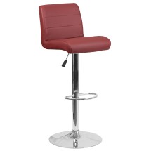 Flash Furniture DS-8101B-BG-GG Contemporary Burgundy Vinyl Adjustable Height Barstool with Rolled Seat and Chrome Base