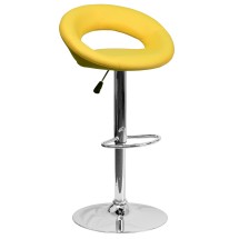 Flash Furniture DS-811-YEL-GG Contemporary Yellow Vinyl Rounded Orbit-Style Back Adjustable Height Barstool with Chrome Base