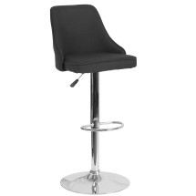 Flash Furniture DS-8121A-BLK-F-GG Contemporary Adjustable Height Barstool in Black Fabric