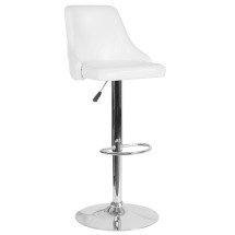Flash Furniture DS-8121A-WH-GG Contemporary Adjustable Height Barstool in White LeatherSoft