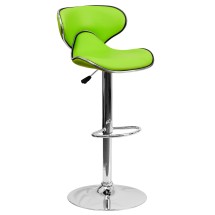 Flash Furniture DS-815-GRN-GG Contemporary Cozy Mid-Back Green Vinyl Adjustable Height Barstool with Chrome Base