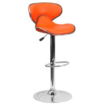 Flash Furniture DS-815-ORG-GG Contemporary Cozy Mid-Back Orange Vinyl Adjustable Height Barstool with Chrome Base