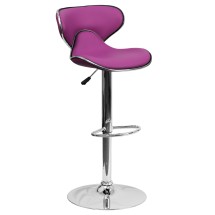 Flash Furniture DS-815-PUR-GG Contemporary Cozy Mid-Back Purple Vinyl Adjustable Height Barstool with Chrome Base