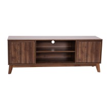 Flash Furniture EM-TV1500-WAL-GG Mid-Century 60&quot; Walnut Media Center with Shelf and Doors for up to 64&quot; TV's