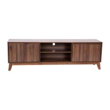 Flash Furniture EM-TV1801-WAL-GG Mid-Century 70&quot; Walnut Media Center with Shelf and Doors for 65+&quot; TV's