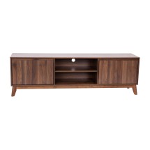 Flash Furniture EM-TV1801-WAL-GG Mid-Century 70" Walnut Media Center with Shelf and Doors for 65+" TV's