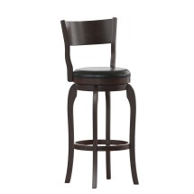 Flash Furniture ES-NT2-29-ESP-GG Classic Open Back Swivel Counter Pub Stool with Wood Frame & LeatherSoft Seat, Espresso/Black