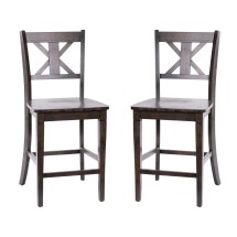 Flash Furniture ES-STBN1-24-GY-2-GG Solid Wood Modern Farmhouse Counter Height Barstool, Gray Wash Walnut, Set of 2