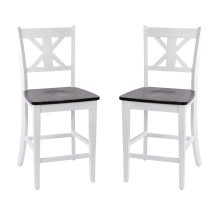 Flash Furniture ES-STBN1-24-WH-2-GG Solid Wood Modern Farmhouse Counter Height Barstool, Antique White Wash, Set of 2