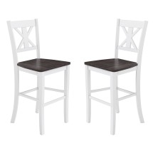 Flash Furniture ES-STBN1-29-WH-2-GG Solid Wood Modern Farmhouse Barstool, Antique White Wash, Set of 2