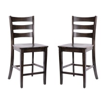 Flash Furniture ES-STBN5-24-GY-2-GG Gray Wash Walnut Wooden Ladderback Counter Height Barstool, Set of 2