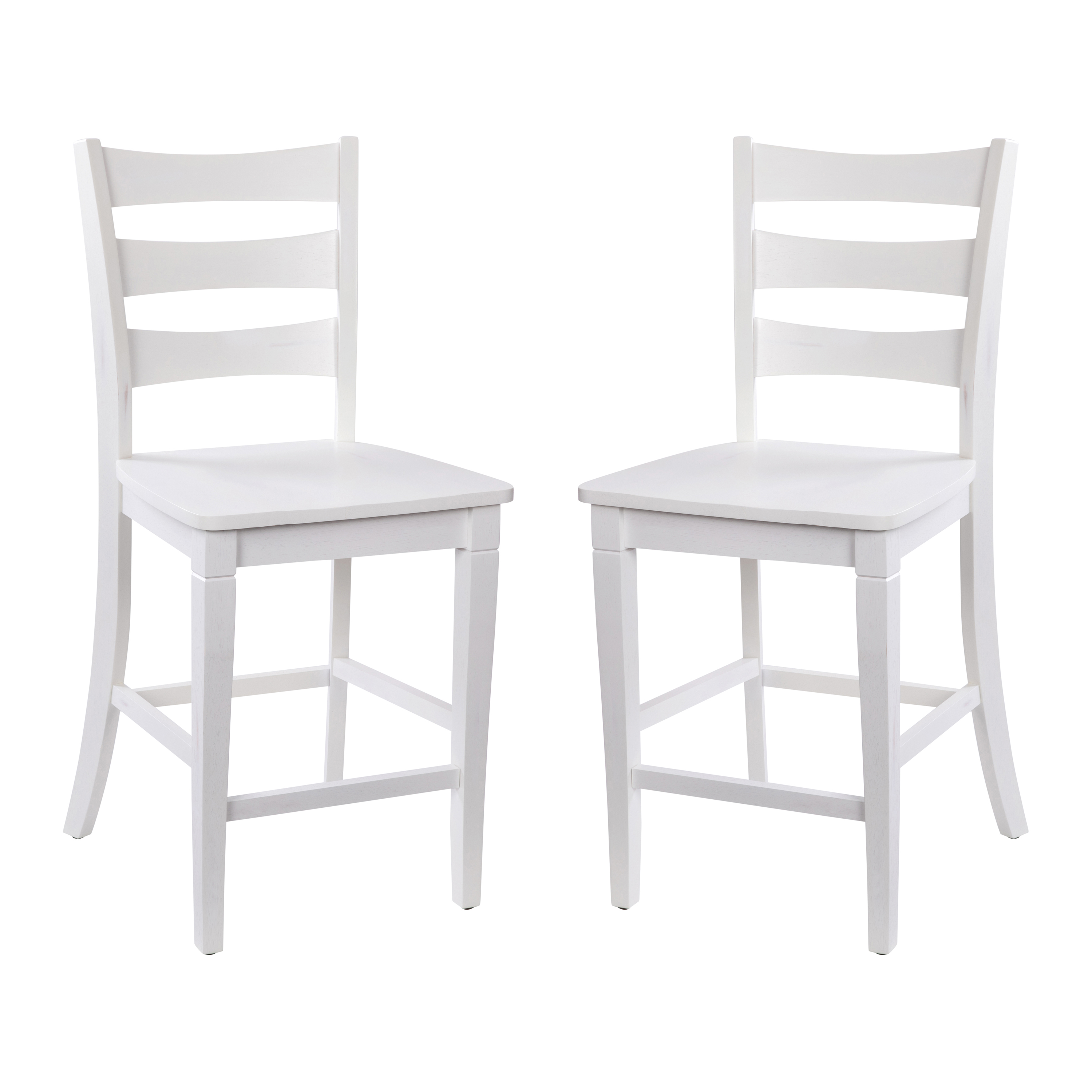 Flash Furniture ES-STBN5-24-WH-2-GG Antique White Wash Wooden Ladderback Counter Height Barstool, Set of 2