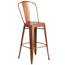 Flash Furniture ET-3534-30-POC-GG 30&quot; Copper Metal Indoor/Outdoor Barstool with Back