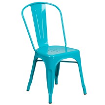 Flash Furniture ET-3534-CB-GG Crystal Teal-Blue Metal Indoor/Outdoor Stackable Chair