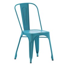 Flash Furniture ET-3534-COM-B-GG Distressed Blue Metal Indoor/Outdoor Stackable Chair