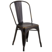Flash Furniture ET-3534-COP-GG Distressed Copper Metal Indoor/Outdoor Stackable Chair