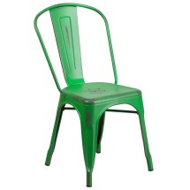 Flash Furniture ET-3534-GN-GG Distressed Green Metal Indoor/Outdoor Stackable Chair