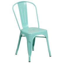 Flash Furniture ET-3534-MINT-GG Mint Green Metal Indoor/Outdoor Stackable Chair