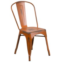 Flash Furniture ET-3534-OR-GG Distressed Orange Metal Indoor/Outdoor Stackable Chair
