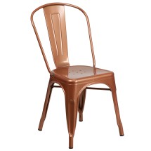 Flash Furniture ET-3534-POC-GG Copper Metal Indoor/Outdoor Stackable Chair