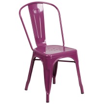 Flash Furniture ET-3534-PUR-GG Purple Metal Indoor/Outdoor Stackable Chair
