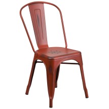 Flash Furniture ET-3534-RD-GG Distressed Kelly Red Metal Indoor/Outdoor Stackable Chair