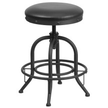 Flash Furniture ET-BR542-224-GG 24'' Counter Height Stool with Swivel Lift Black LeatherSoft Seat