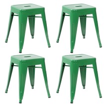 Flash Furniture ET-BT3503-18-GN-GG 18&quot; Stackable Backless Metal Indoor Table Height Stool, Green - Set of 4