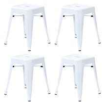 Flash Furniture ET-BT3503-18-WH-GG 18" Stackable Backless Metal Indoor Table Height Stool, White - Set of 4