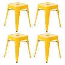 Flash Furniture ET-BT3503-18-YL-GG 18" Stackable Backless Metal Indoor Table Height Stool, Yellow - Set of 4