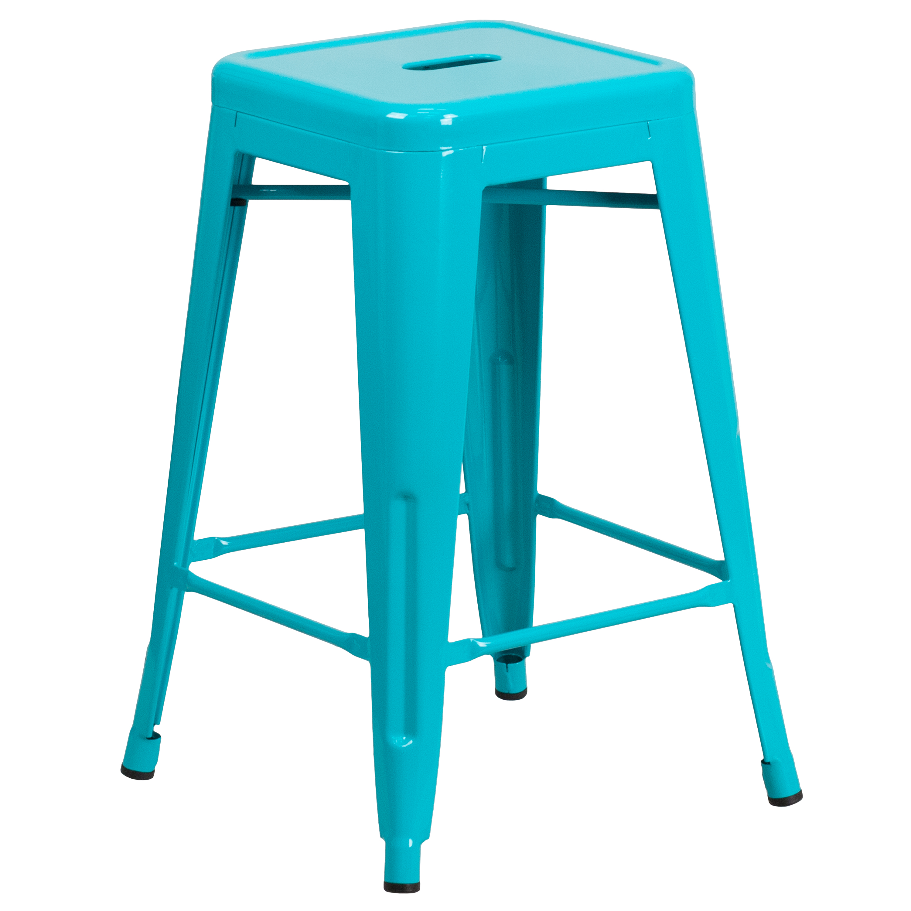 Flash Furniture ET-BT3503-24-CB-GG 24" Backless Crystal Teal-Blue Indoor/Outdoor Counter Height Stool