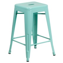 Flash Furniture ET-BT3503-24-MINT-GG 24&quot; Backless Mint Green Indoor/Outdoor Counter Height Stool