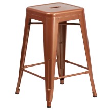 Flash Furniture ET-BT3503-24-POC-GG 24&quot; Backless Copper Indoor/Outdoor Counter Height Stool