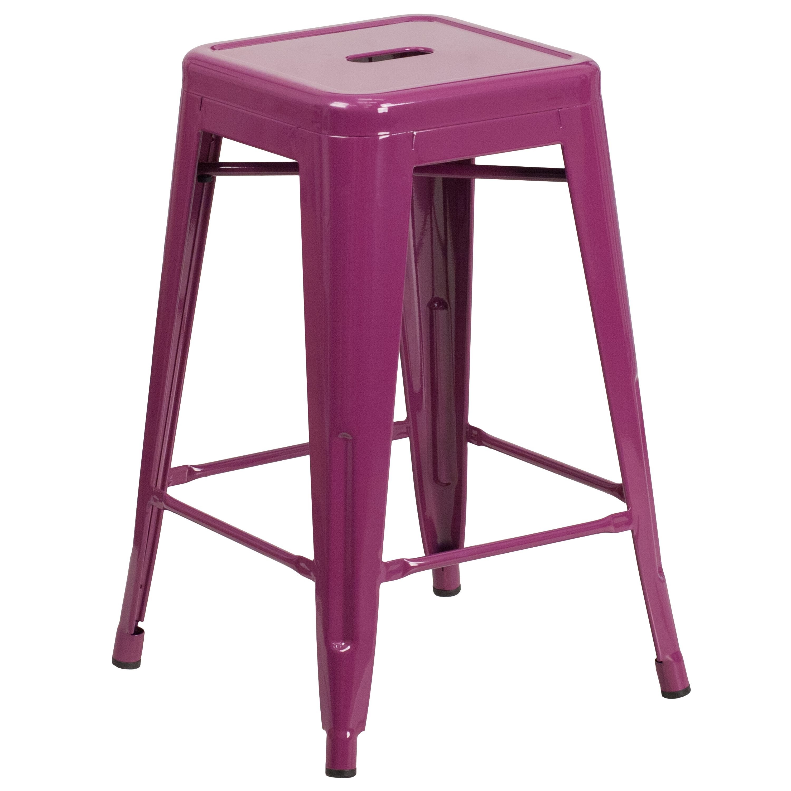 Flash Furniture ET-BT3503-24-PUR-GG 24" Backless Purple Indoor/Outdoor Counter Height Stool