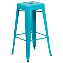 Flash Furniture ET-BT3503-30-CB-GG 30" Backless Crystal Teal-Blue Indoor/Outdoor Barstool