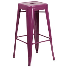 Flash Furniture ET-BT3503-30-PUR-GG 30&quot; Backless Purple Indoor/Outdoor Barstool
