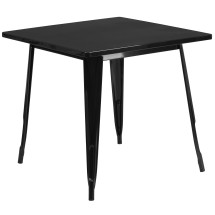 Flash Furniture ET-CT002-1-BK-GG 31.5" Square Black Metal Indoor/Outdoor Table