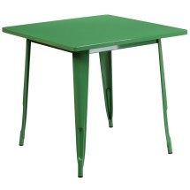 Flash Furniture ET-CT002-1-GN-GG 31.5" Square Green Metal Indoor/Outdoor Table