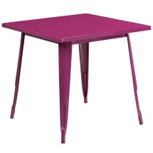 Flash Furniture ET-CT002-1-PUR-GG 31.5&quot; Square Purple Metal Indoor/Outdoor Table