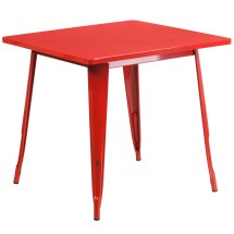 Flash Furniture ET-CT002-1-RED-GG 31.5" Square Red Metal Indoor/Outdoor Table