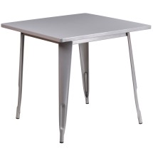 Flash Furniture ET-CT002-1-SIL-GG 31.5" Square Silver Metal Indoor/Outdoor Table