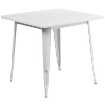 Flash Furniture ET-CT002-1-WH-GG 31.5&quot; Square White Metal Indoor/Outdoor Table