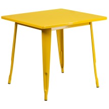 Flash Furniture ET-CT002-1-YL-GG 31.5" Square Yellow Metal Indoor/Outdoor Table