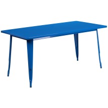 Flash Furniture ET-CT005-BL-GG 31.5&quot; x 63&quot; Rectangular Blue Metal Indoor/Outdoor Table