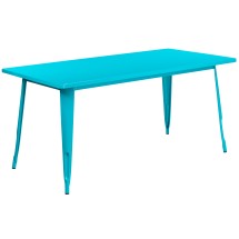 Flash Furniture ET-CT005-CB-GG 31.5&quot; x 63&quot; Rectangular Crystal Teal-Blue Metal Indoor/Outdoor Table