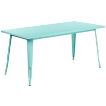 Flash Furniture ET-CT005-MINT-GG 31.5" x 63" Rectangular Mint Green Metal Indoor/Outdoor Table