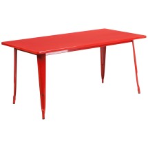 Flash Furniture ET-CT005-RED-GG 31.5&quot; x 63&quot; Rectangular Red Metal Indoor/Outdoor Table