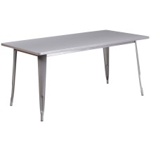 Flash Furniture ET-CT005-SIL-GG 31.5&quot; x 63&quot; Rectangular Silver Metal Indoor/Outdoor Table