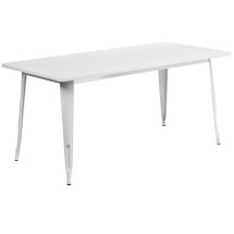 Flash Furniture ET-CT005-WH-GG 31.5&quot; x 63&quot; Rectangular White Metal Indoor/Outdoor Table
